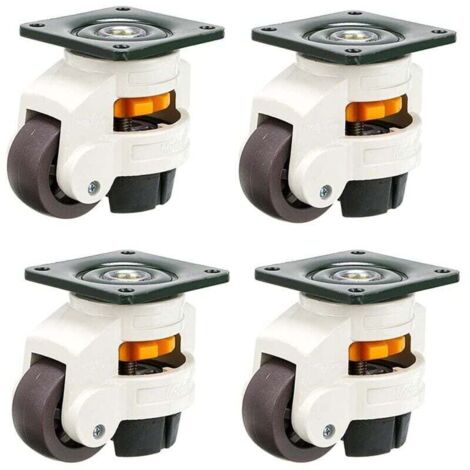 4Pcs Roulettes pour meubles, roue pivotante, roulettes de nivellement rétractable 60F, en alliage nylon et en aluminium, capacité de chargement 250 kg par roulette