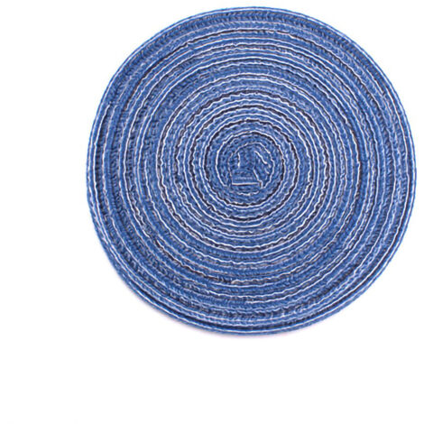 4PCS Round Coaster Set Scalding Heat Insulation Dish Mats Woven Decorative Dining Table Bowl Mat Blue Diameter 36cm / 14.2in