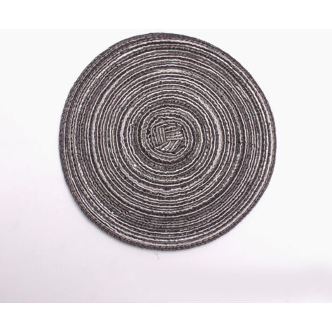 4PCS Round Coaster Set Scalding Heat Insulation Dish Mats Woven Decorative Dining Table Bowl Mat Dark Gray Diameter 36cm / 14.2in