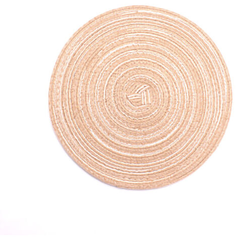 4PCS Round Coaster Set Scalding Heat Insulation Dish Mats Woven Decorative Dining Table Bowl Mat Khaki Diameter 36cm / 14.2in