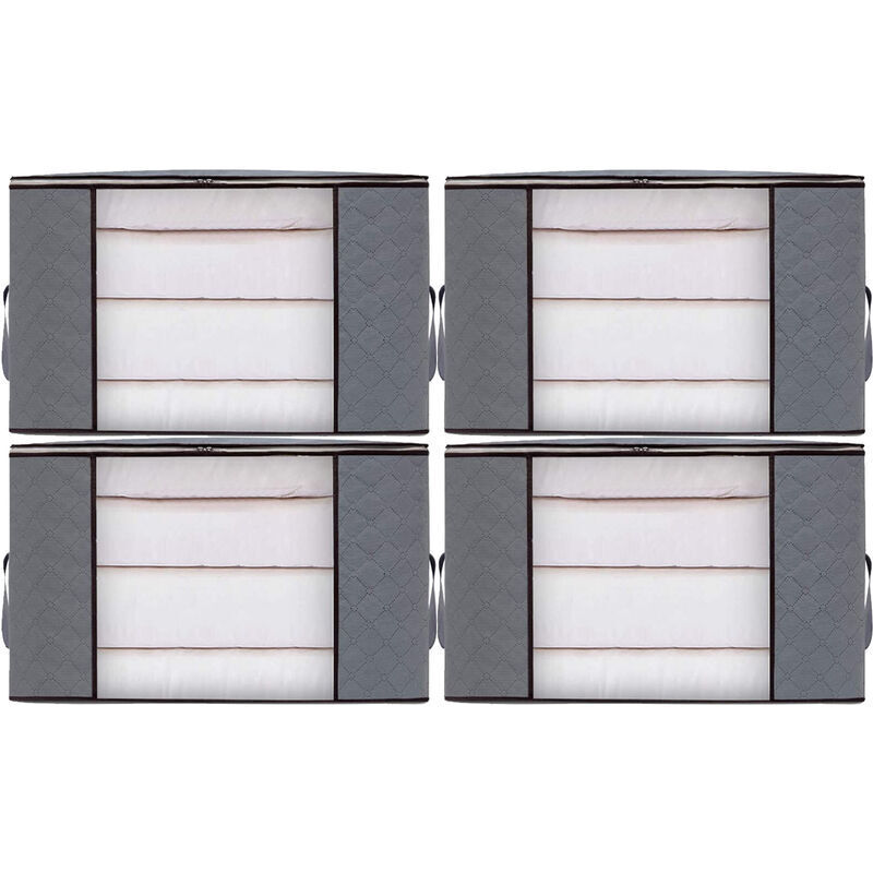 4pcs Sacs de Rangement Vêtement Grand Boite Rangement Cartons Déménagement pliable Housse Couette pour Couverture Jouet Vêtement
