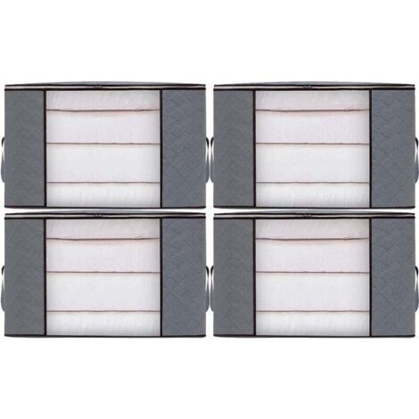 4pcs Sacs de Rangement Vêtement Grand Boite Rangement Cartons Déménagement pliable Housse Couette pour Couverture Jouet Vêtement