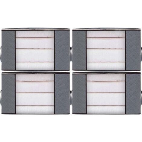 4pcs Sacs de Rangement Vêtement Grand Boite Rangement Cartons Déménagement pliable Housse Couette pour Couverture Jouet Vêtement