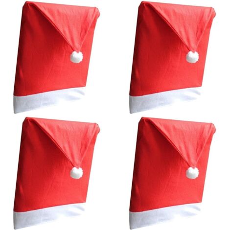 4PCS Santa Claus Red Hat Chair Back Covers Christmas Dinner Table Party Decor 20 24 pouces (50 60 cm)