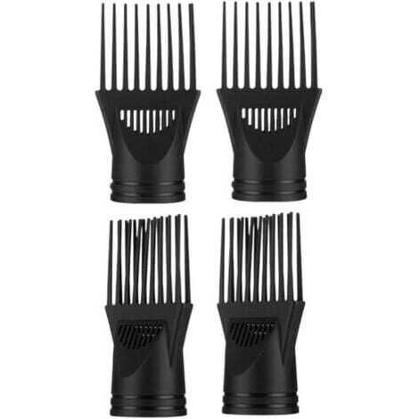 4Pcs Sèche-Cheveux Peigne Coiffure Sèche-Cheveux Diffuseur Soufflage Buse Sèche Bouche Plate Peigne à Vent pour Sèche-Cheveux Accessoires (Noir)