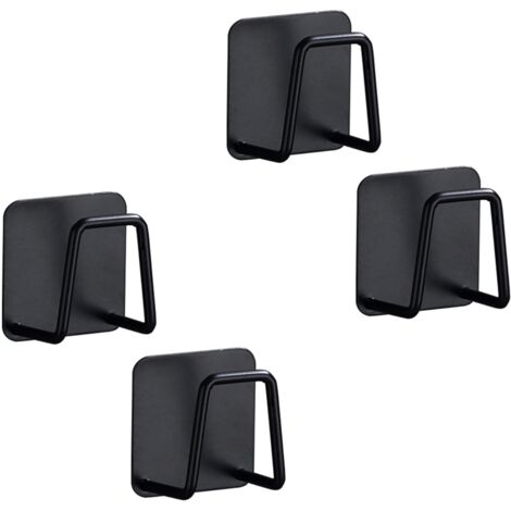 4PCS Self Adhesive Stainless Steel Sponge Holder Kitchen Sink Sponge Holder for Brush Dishcloth Black