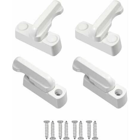 4Pcs Serrures SéCurité,Limiteur Rotation FenêTre avec Vis,Blanc Verrous de Fenêtre,Serrures Sash Blocker Jammer pour Divers Porte et Fenêtre et Sécurité de la Maison