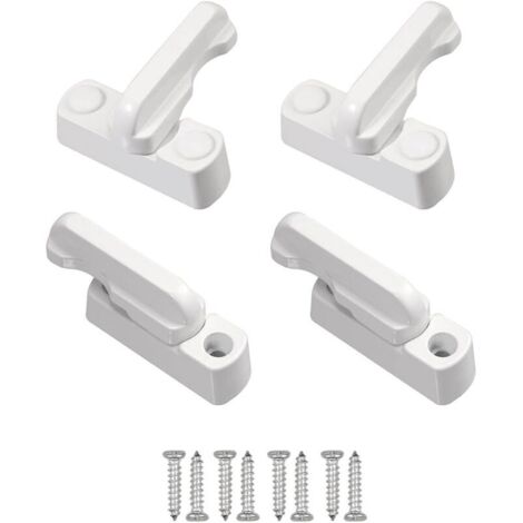 4Pcs Serrures SéCurité,Limiteur Rotation FenêTre avec Vis,Blanc Verrous de Fenêtre,Serrures Sash Blocker Jammer pour Divers Porte et Fenêtre et Sécurité de la Maison