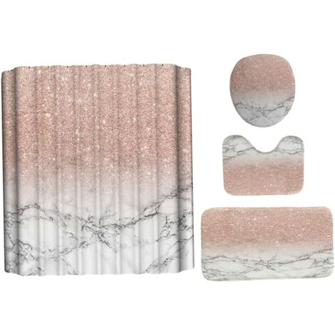 4pcs / set en marbre douche rideau ensemble de salle bain conception avec tapis et accessoires tissu rideaux - Rideau de douche 180cm + Set 3 pièces (4575cm)