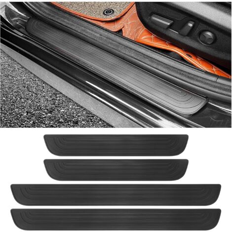 4PCS Seuil de Porte Adhesif pour Protection Portiere Voiture,Protege Portiere Voiture Anti-rayures,Protection Seuil de Porte Voiture,Étanches Universelles Accessoires Voiture (Noir, Largeur 6CM)