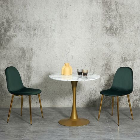 MMILO MODERN 4Pcs SFC Green Dining Chairs Velvet Padded Seat with Gold Legs Home Kitchen