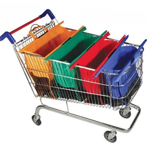 4Pcs shopping de chariot de sacs Foldable Reusable Eco Supermarket Trolley bag