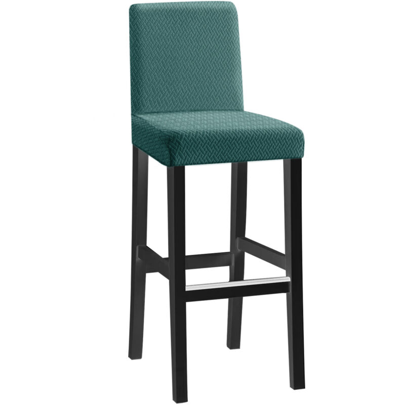 4pcs short back long checkered jacquard chair covers - dark green, one-piece stretch chair covers, modern and durable, suitable for home hotel