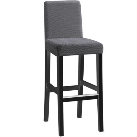 4pcs short back long checkered jacquard chair covers - dark grey, one-piece stretch chair covers, modern and durable, suitable for home hotel restaurant banquet kitchen decoration