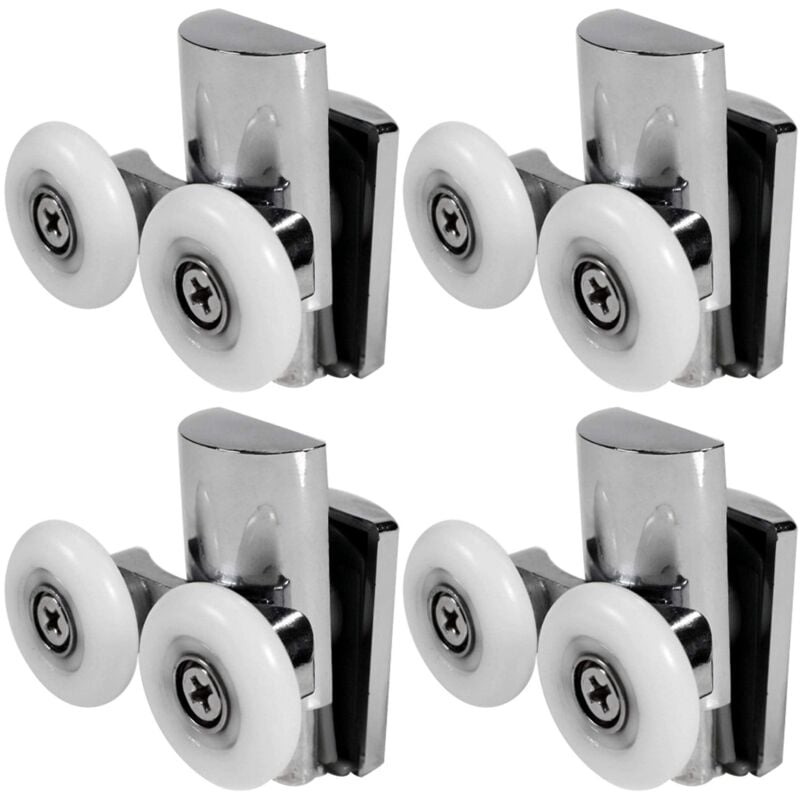 Tlily - 4Pcs Shower Door Wheels 23mm Rollers Heavy Duty Zinc Alloy Dual Wheel for Both Flat Sliding Doors