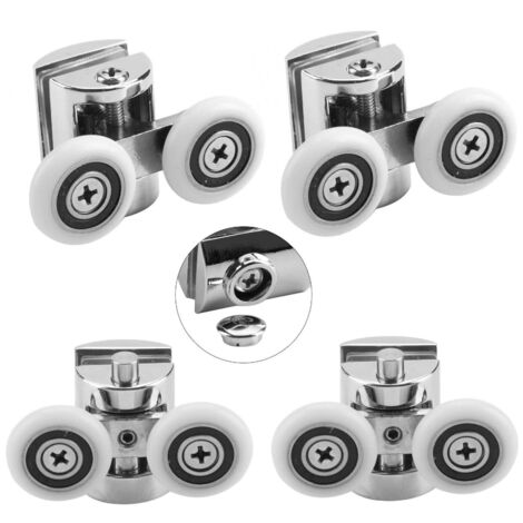 4Pcs Shower Door Wheels 25mm Zinc Alloy Shower Door Rollers Shower Door Fixing Pulleys(2 Top+2 Buttom)