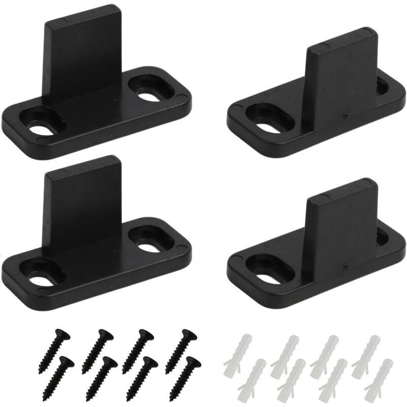 4PCS Sliding Door Guides, Floor Guide for Barn Doors, Sliding Door Rail, Floor Mounted Bottom Guide, Black Pocket Door Guide, Compatible with Wooden