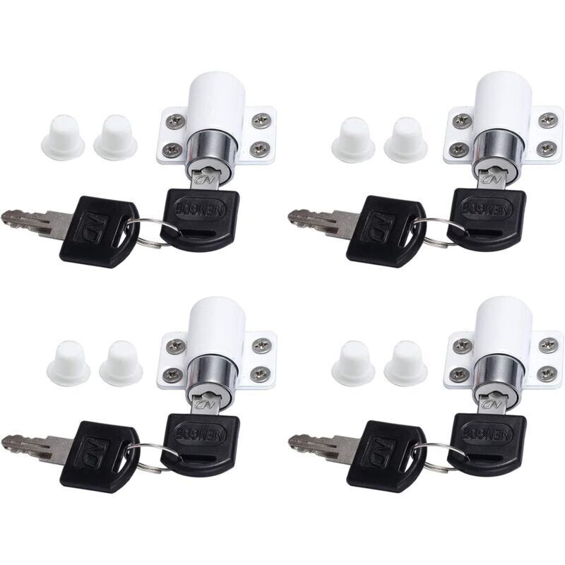 4pcs Sliding Door Window Locks Patio Door Lock Block Sliding Bay Window Lock Sliding Door Lock Restrictor with Key for Child Baby Safety - White