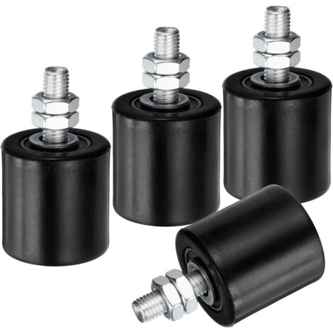 4Pcs Sliding Gate Guide Roller, 2" Nylon Rollers Gate Support Assemblies, Universal Sealed Ball Bearing Guide Roller for Sliding Door, Black