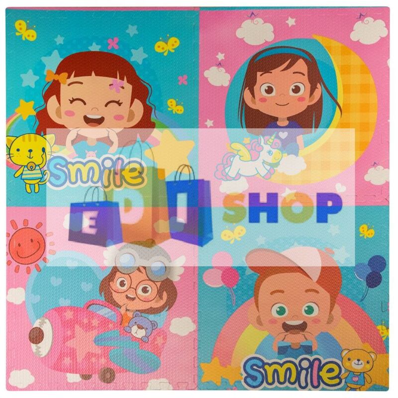 Divina Home - Tapis puzzle doux smile, 4 pièces, 60x60x1 cm, pour jeu d'intérieur pour enfants