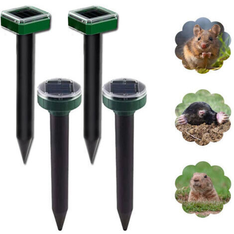 4pcs Solaire Repulsif Taupe, Répulsif Taupe Solaire à Ultrason, IP65 Étanche Répulsif Solaire de Taupe, Répulsif Serpent Ultrason, Répulsif Solaire pour Anti Taupe