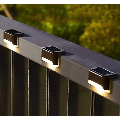 4pcs Solar Deck Light Outdoor Solar Step Light Waterproof Led Solar Black Warm Light