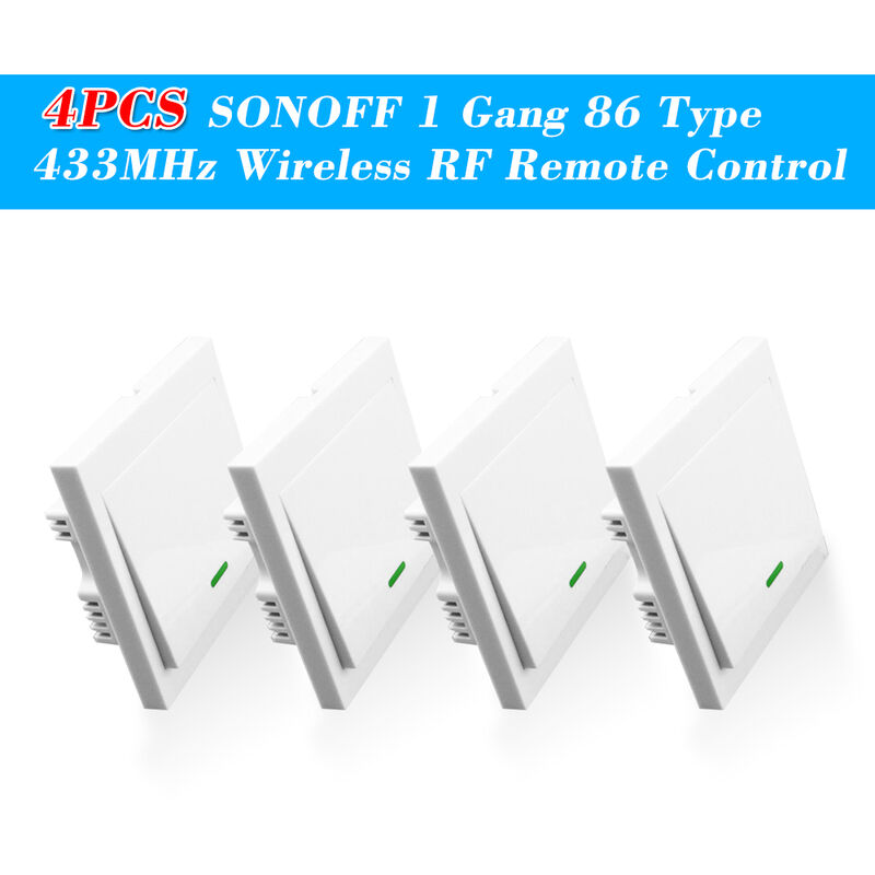 

4PCS pulsador de interruptor de pared Light Control Remoto 1 Altura 86 Tipo de encendido / apagado del panel 433MHz rf transmisor inalambrico de