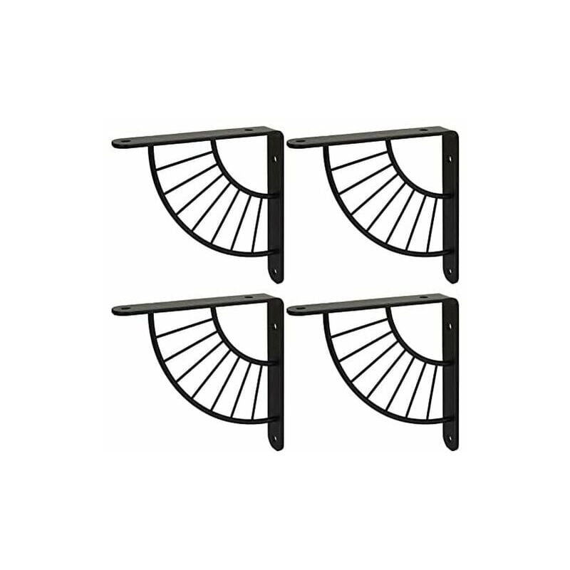 4PCS Staffa per mensola a muro nera 150 × 150 mm