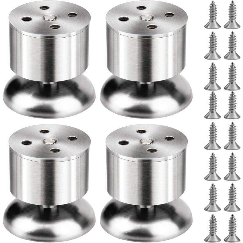 Linghhang - 4pcs Stainless Steel Cabinet Legs, Adjustable Kitchen Furniture Legs with Screws (0-10mm Adjustable Height), Suitable for Table Legs,