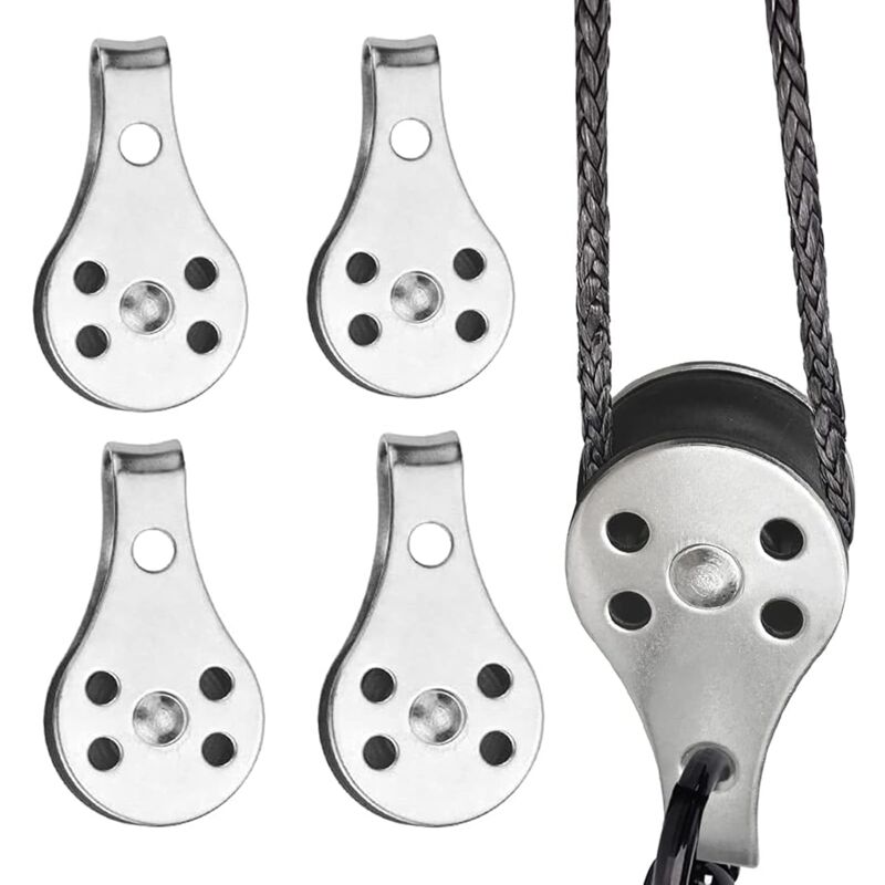 4pcs Stainless Steel Double Swivel Pulley, Single Block Pulley, Single Block Pulley Stainless Steel for Large Kayaks, Canoes, Factories, Buildings etc