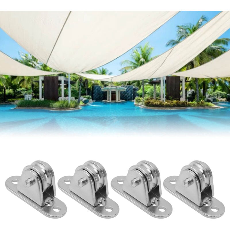 4pcs Stainless Steel Small Pulley Block Silent Pulley Cylindrical Wall Fixed Pulley for diy Equipment Sliding Door Sliding Rope