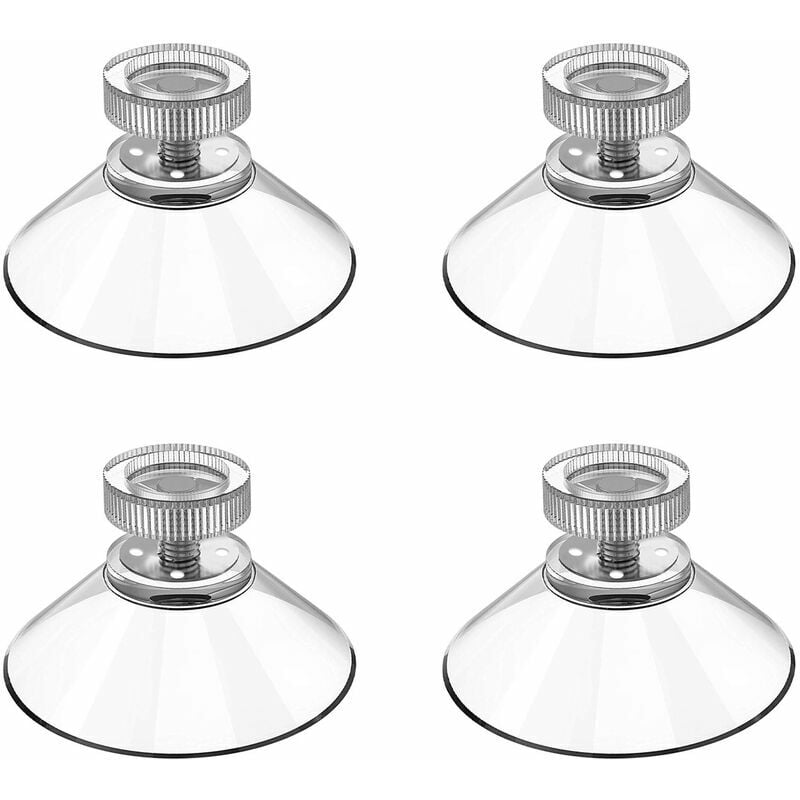 Hoopzi - 4pcs Suction Cup Cup Hook Plastic Sucker Pad Holder 40mm Round Clear Solid Silicone with Knurled Nut for Daily Hanging Sticky Bathroom Hook