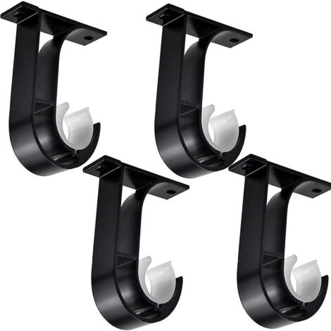 4pcs Support De Tringle  Rideau Supports De Fixation Au Plafond Support Tringle Penderie En Alliage De Zinc Pour Chambre Salon Avec Vis Tuyaux D'e