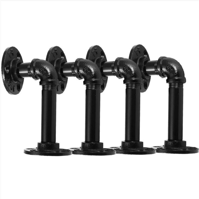 4PCS Support Étagère Mural 15 x 8 cm Rétro en Métal Équerre de Tuyau Industriel Bride De Plancher Shelf Brackets pour Déco Salon/Chambre/Salle d'étude