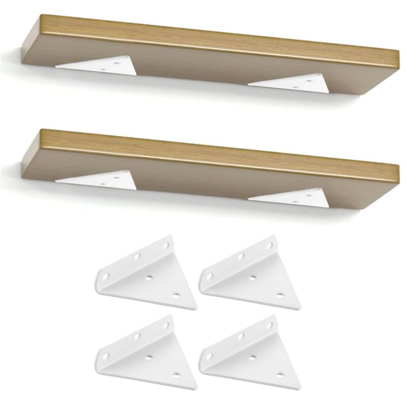 Parkside - 4pcs Support Etagere Triangle Blanc,8CM Supports D'étagère Flottant en Fer,Support Étagère Mural en Métal Pour Étagères Ouvertes de