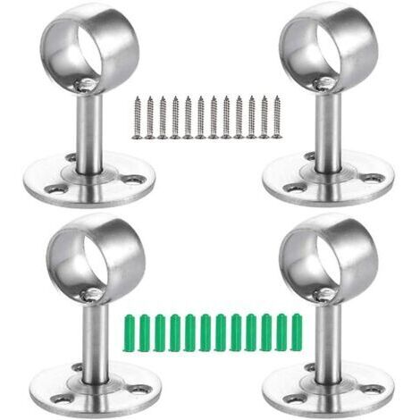 4Pcs Support pour Tringle à Rideau, Support de Tube Penderie, Support D'extrémité de Tige, Support de Tige de Suspension, pour Support de Garde-Robe, Tringle à Rideaux, Tringle à Vêtements