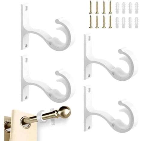 4Pcs Support Tringle Rideau Métal,Fixation Rideau Plafond,Accroche Tringle Rideau,Support Barre Rideau,Porte Tringle Rideau Visser