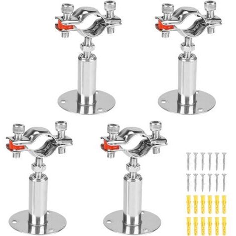 4pcs Support Tuyaux Réglable pour Φ25-27mm, Pince de Support Tube à Montage Mural en Acier Inox avec 12pcs vis et tubes d'expansion, Collier de Serrage Plafond pour la Fixation ou de Barres