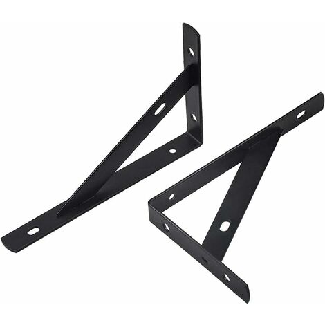 4PCS Supports Étagère, Murale Supports Étagère, Charges Lourdes Supports Equerre avec Vis, Mural Équerre de Fixation en Métal, Noir Support Étagère pour Cuisine Chambre Murale, 150 x 95 x 15mm