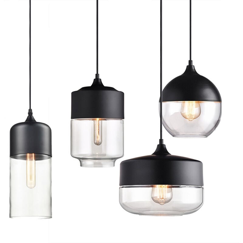 4PCS Suspension Luminaire Moderne Plafonnier En Verre Lampe à Suspension Rétro Vintage Pour Salon, Loft, Cuisine