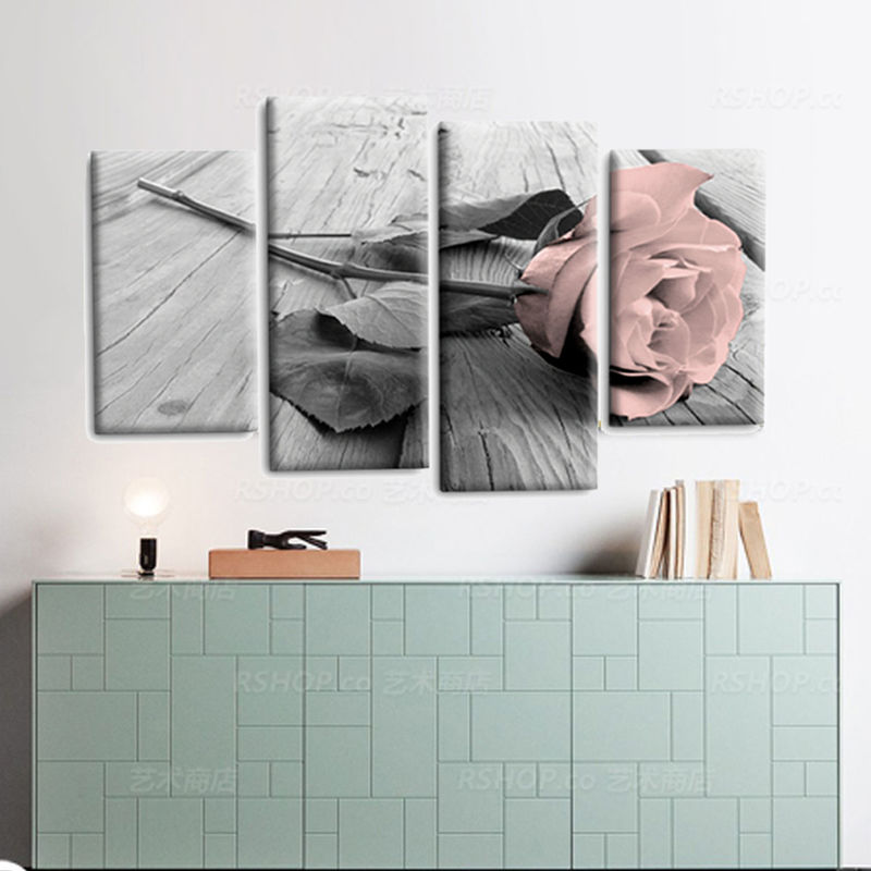 

Insma - 4Pcs Table Painting On Canvas Flower Frameless Mural Decoración para el hogar