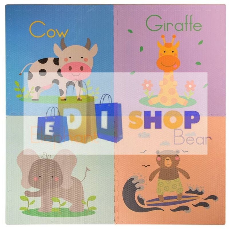 Tapis puzzle doux ours 4 pièces 60 x 60 x 1 cm pour jeu d'intérieur pour enfants
