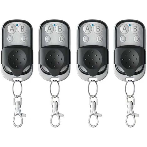 4Pcs Telecommande Portail 433.92 MHz, Universelle Rolling Code Telecommande Duplicateur, Télécommande Garage sans Fil à 4 Boutons pour Porte Garage Électrique avec Couvercle Coulissant