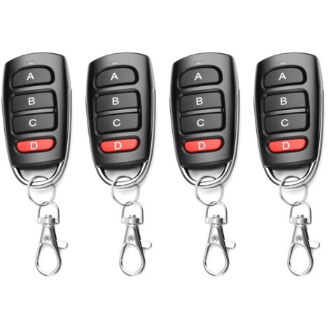 4PCS Telecommande Universelle Portail 433 Mhz, Duplicateur Porte de Garage Telecommande, Remplacement Telecommande Garage Sans Fil à 4 Boutons