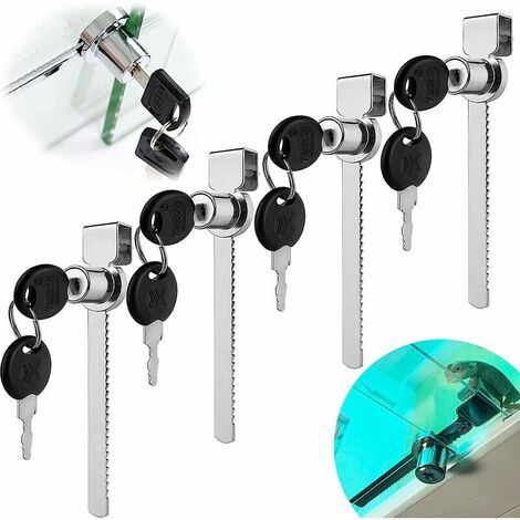 4Pcs Sliding Glass Door Ratchet Lock Chrome Finish Showcase Wine