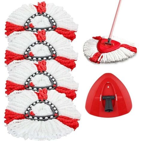 4pcs Tête de Serpillère de Rechange en Microfibre+1 Tête de Vadrouille Compatible avec Vileda 2-en-1 Turbo Mop,O-Cedar,AAFGVC