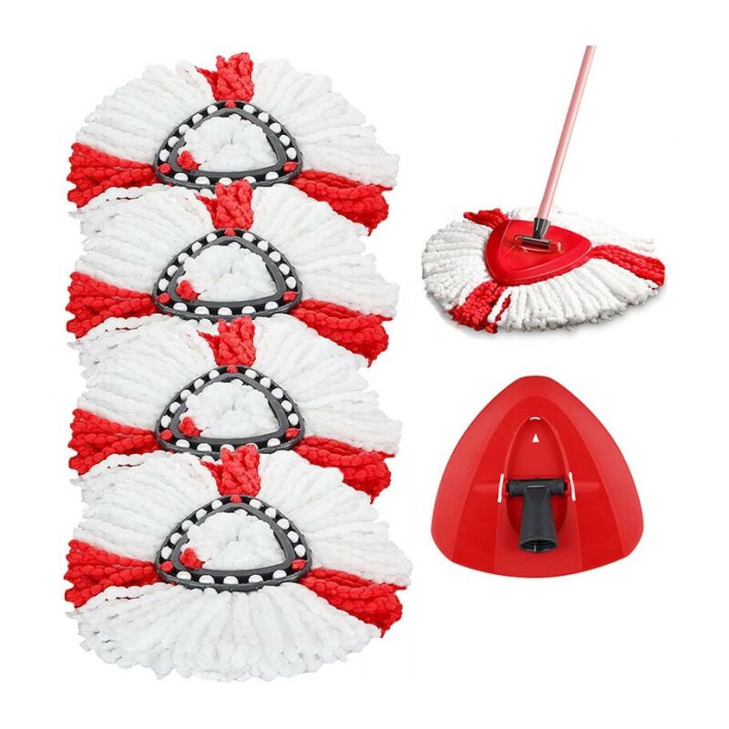 Cyslmuk - 4pcs Tête de Serpillère de Rechange en Microfibre+1 Tête de Vadrouille Compatible avec Vileda 2-en-1 Turbo Mop,O-Cedar