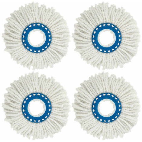 4Pcs Têtes Microfibre Balai, Tête de Vadrouille Rechange Rond Têtes Mop Rotation à 360 pour Nettoyage des Sols (Diamètre 16 cm)