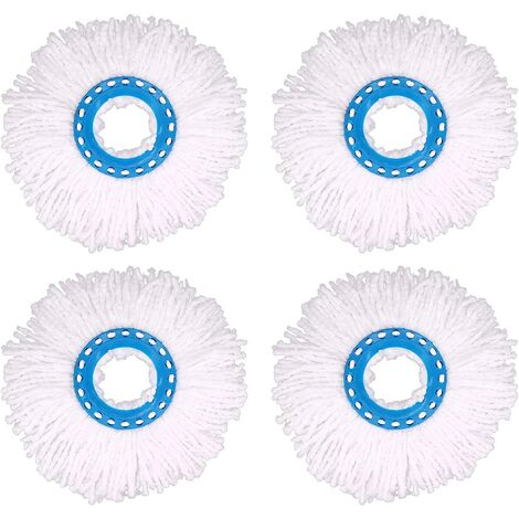 4Pcs Têtes Microfibre Balai, Tête de Vadrouille Rechange Rond Têtes Mop Rotation à 360 pour Nettoyage des Sols (Diamètre 16 cm)