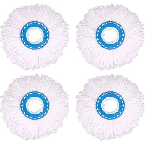 4Pcs Têtes Microfibre Balai, Tête de Vadrouille Rechange Rond Têtes Mop Rotation à 360 pour Nettoyage des Sols (Diamètre 16 cm)